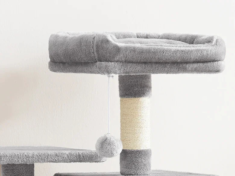 Albero Tiragraffi per Gatti 112cm e 143cm — 4 Graffi 2 Piattaforme, Amaca, Cuccia.