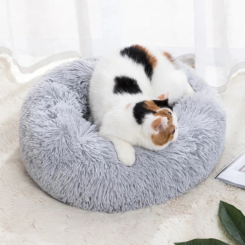 Cuccia Rotonda per Cani e Gatti — Morbida e Calda in Peluche Lavabile