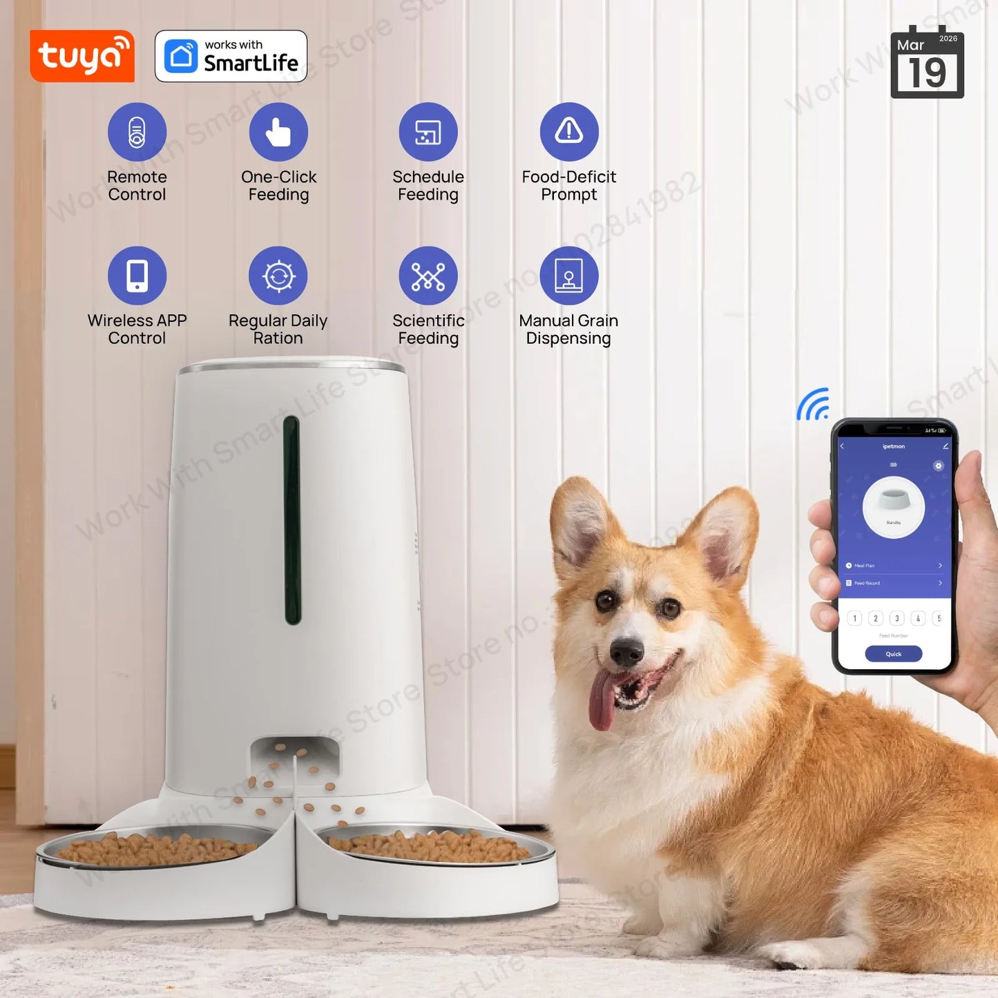 Mangiatoia Automatica Smart per 2 Animali — Doppia Ciotola in Acciaio WiFi App